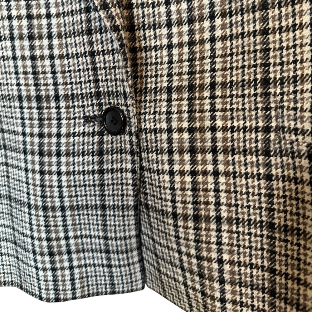 Vintage Peabody House Houndstooth Wool Blend Blazer Jacket Brown Beige Size 14 - Picture 3 of 14